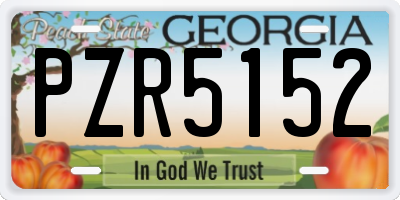 GA license plate PZR5152