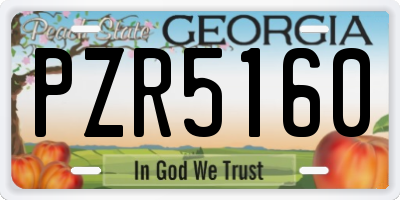 GA license plate PZR5160