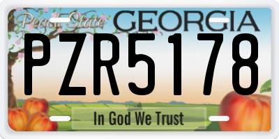 GA license plate PZR5178