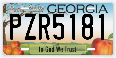 GA license plate PZR5181
