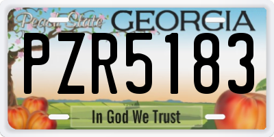 GA license plate PZR5183