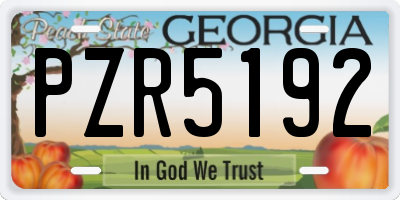 GA license plate PZR5192