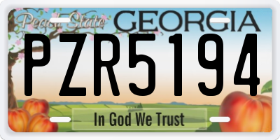 GA license plate PZR5194
