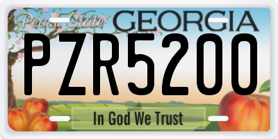 GA license plate PZR5200