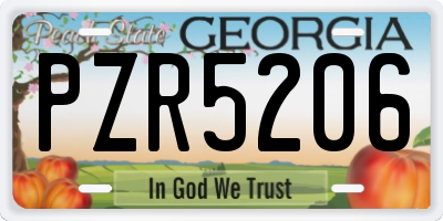 GA license plate PZR5206