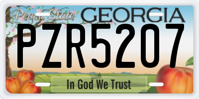 GA license plate PZR5207
