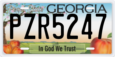 GA license plate PZR5247