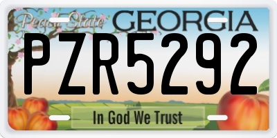 GA license plate PZR5292