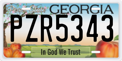 GA license plate PZR5343