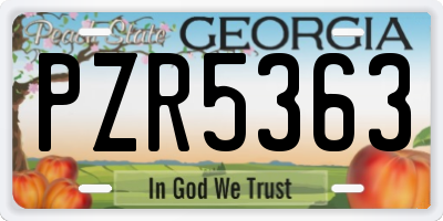 GA license plate PZR5363