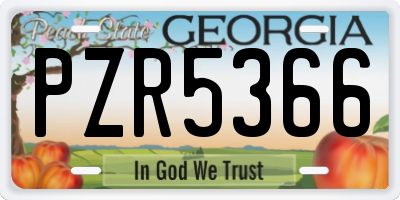 GA license plate PZR5366