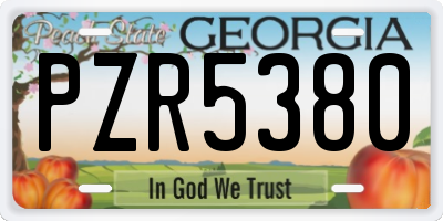 GA license plate PZR5380