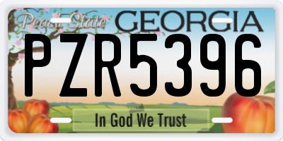 GA license plate PZR5396