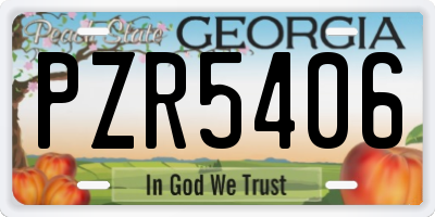 GA license plate PZR5406