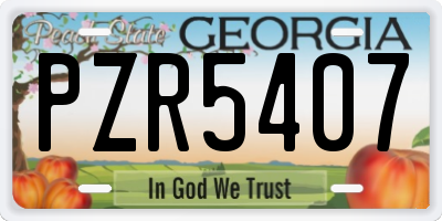 GA license plate PZR5407