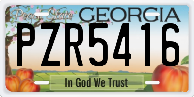 GA license plate PZR5416