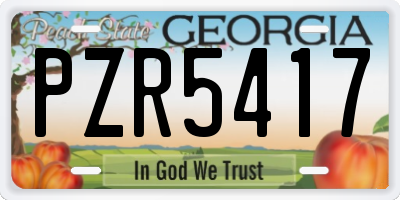GA license plate PZR5417