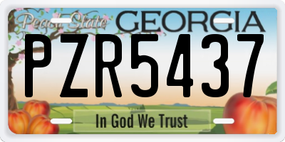 GA license plate PZR5437