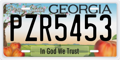 GA license plate PZR5453
