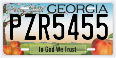 GA license plate PZR5455