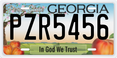 GA license plate PZR5456