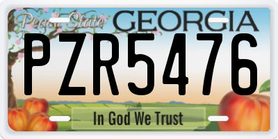 GA license plate PZR5476