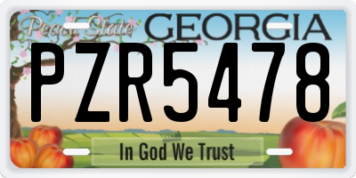 GA license plate PZR5478
