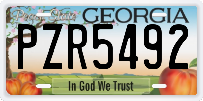 GA license plate PZR5492