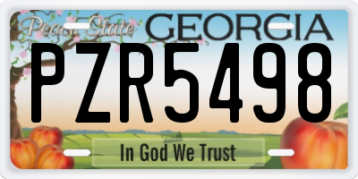 GA license plate PZR5498