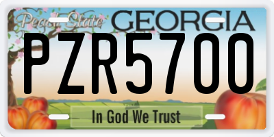 GA license plate PZR5700