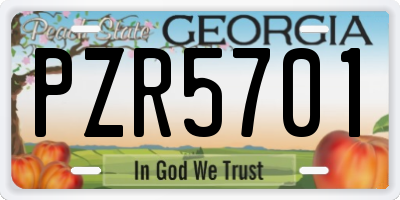 GA license plate PZR5701