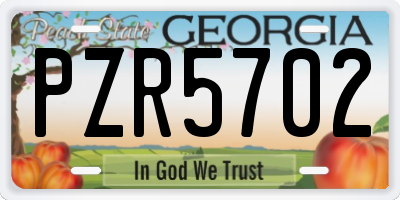 GA license plate PZR5702