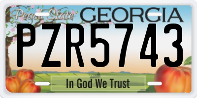 GA license plate PZR5743