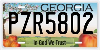 GA license plate PZR5802