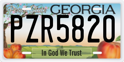 GA license plate PZR5820
