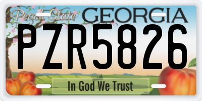 GA license plate PZR5826