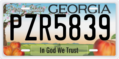 GA license plate PZR5839