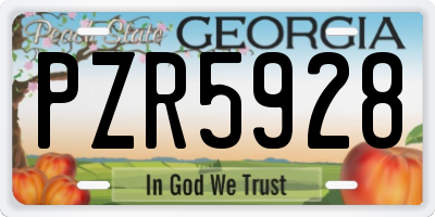 GA license plate PZR5928