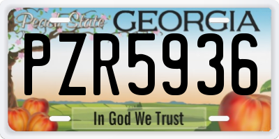 GA license plate PZR5936