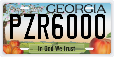 GA license plate PZR6000
