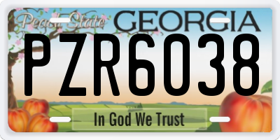 GA license plate PZR6038