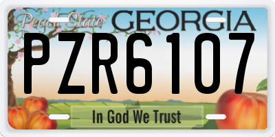 GA license plate PZR6107