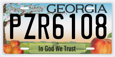 GA license plate PZR6108