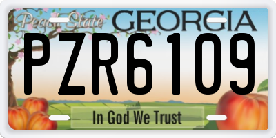 GA license plate PZR6109