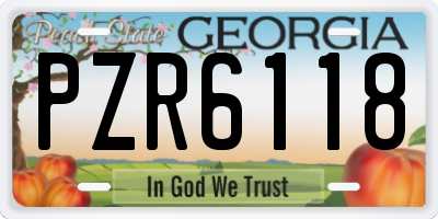 GA license plate PZR6118