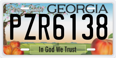 GA license plate PZR6138