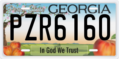 GA license plate PZR6160