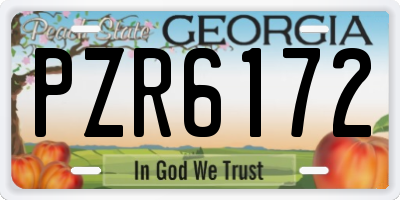 GA license plate PZR6172
