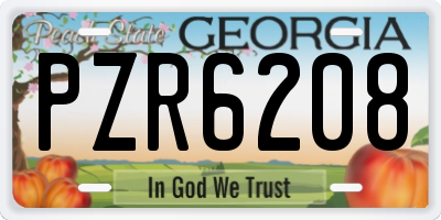 GA license plate PZR6208