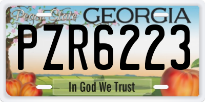 GA license plate PZR6223